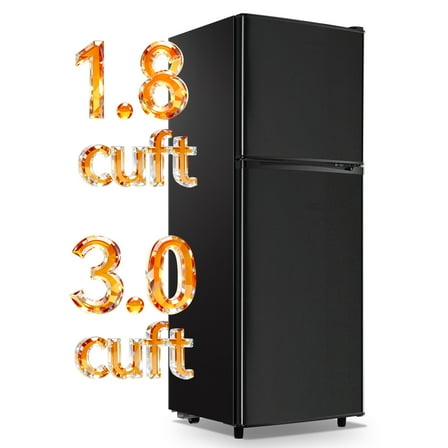 TACOOL Small Mini Fridge with Freezer 4.8Cu.ft Two Door Compact Refrigerator, Low Noise, Energy Saving, Black, New
