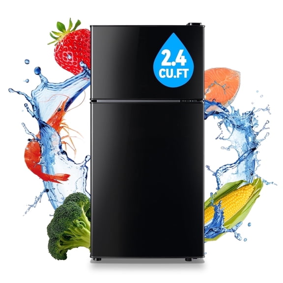TACOOL Small Refrigerator with Freezer Mini Fridge with Removable Shelves for Bedroom 2.65Cu.Ft, 15"D x 15"W x 31"H Black