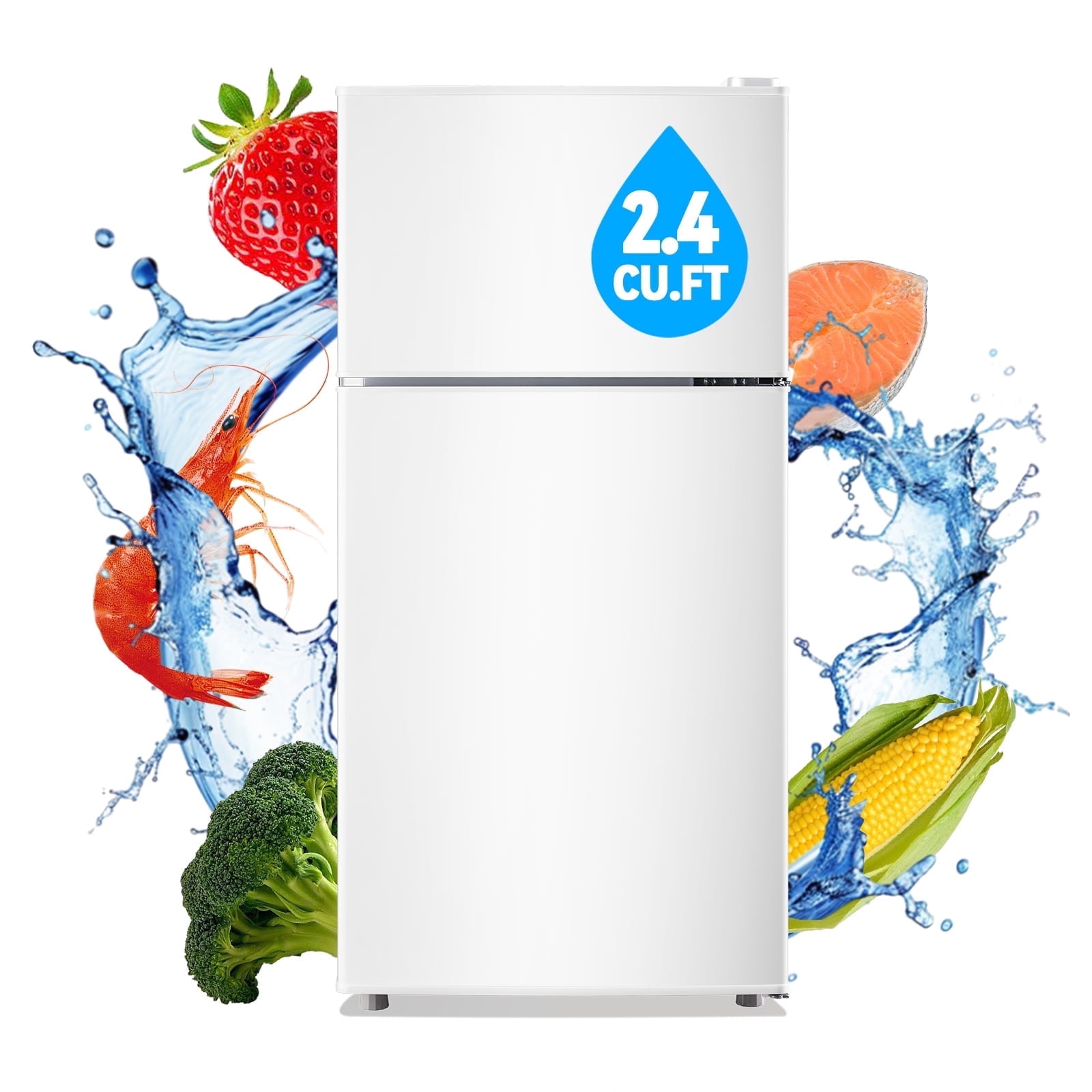 TACOOL Small Refrigerator with Freezer Mini Fridge with Removable Shelves for Bedroom 2.65Cu.Ft, 15"D x 15"W x 31"H White