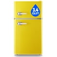 thumbnail image 1 of TACOOL Small Refrigerator with Freezer Retro Mini Fridge with Removable Shelves LED Light for Apartment 3.4Cu.Ft Yellow, 1 of 9