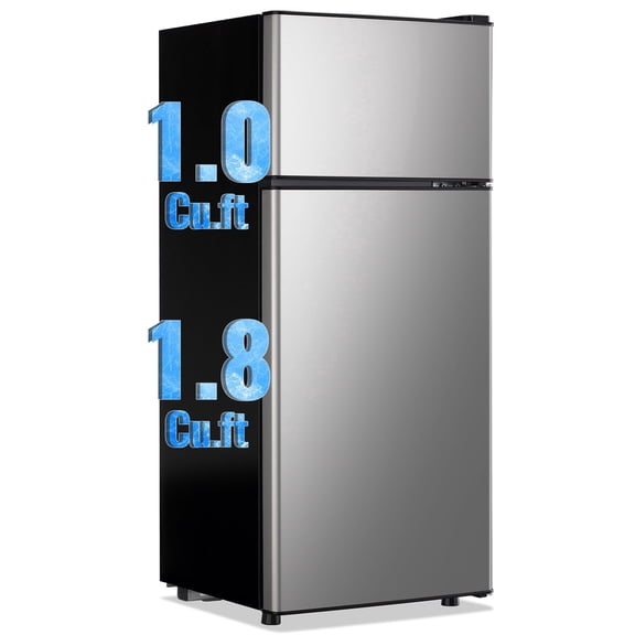 TACOOL Small Refrigerator with Top Freezer 2.8Cu.ft Two Door Mini Fridge with Egg Space for Apartment Silver