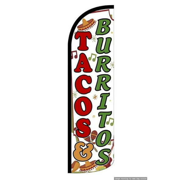 TACOS & BURRITOS Windless Flag (Hardware Not Included) |Advertisement /Business Flags | Feather Flag |