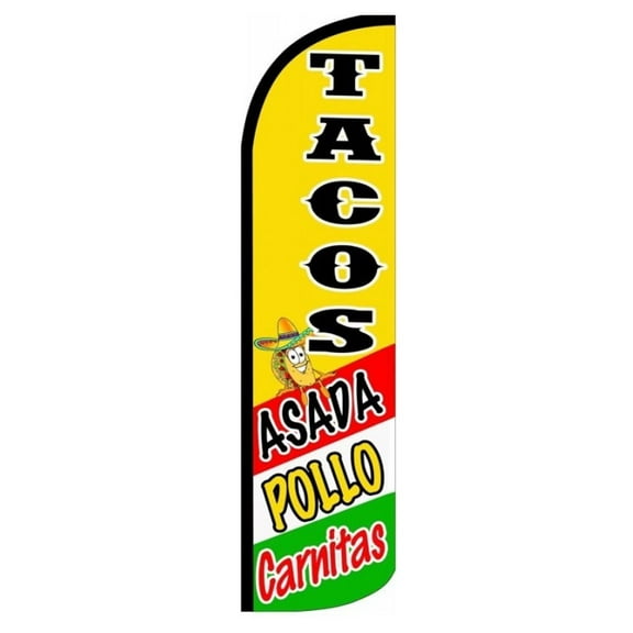 TACOS CARNITAS Windless Flag (Hardware Not Included) |Advertisement /Business Flags | Feather Flag |