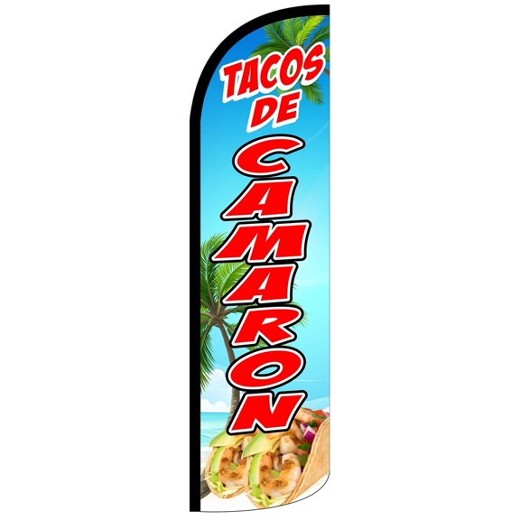 TACOS DE CAMARON Windless Flag (Hardware Not Included) |Advertisement /Business Flags | Feather Flag |