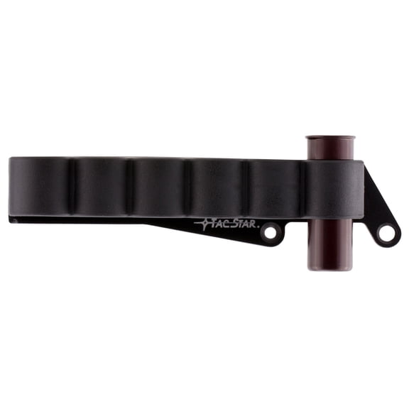 TACSTAR SLIMLINE SIDESADDLE SHORSHELL CARRIER 6 SHOT 12 GAUGE REM 870/1100/11-87 BLACK ALUMINUM/RUBBER