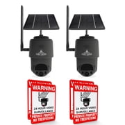 TACTACAM Defend 360 Cellular Security Camera, 4K Photos, 1080p Video, Solar + Rechargeable Battery, 360 Pan/Tilt/Zoom, LTE Cellular, Motion Alerts, Weather Resistant Includes Warning Signs 2PK