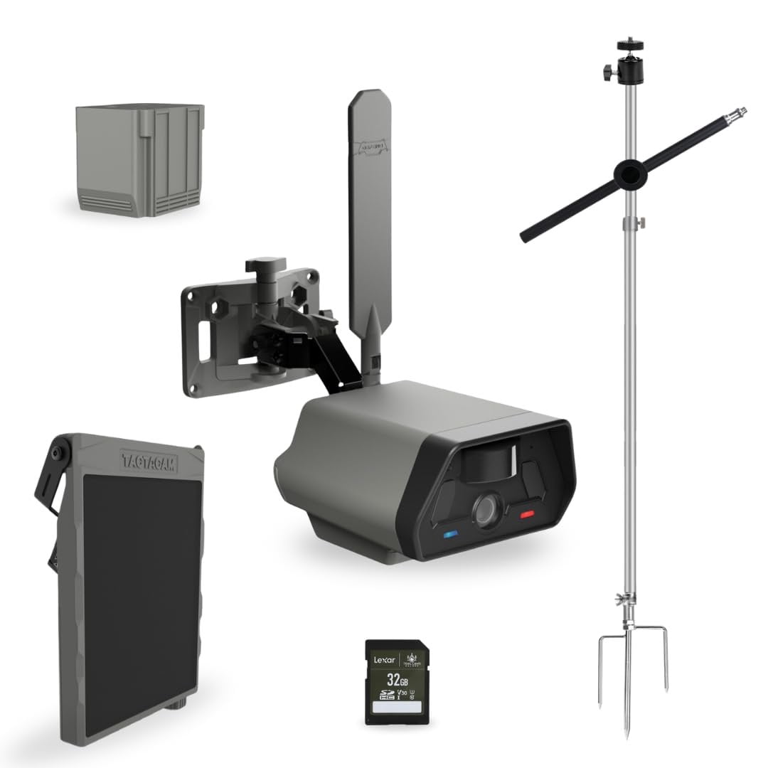 TACTACAM Defend Cellular Security Camera - No WiFi Required - Motion Activated Wireless Camera - Motion Detection - Includes Solar Panel, Rechargeable Battery, SD Card, & Defend Pole 1PK
