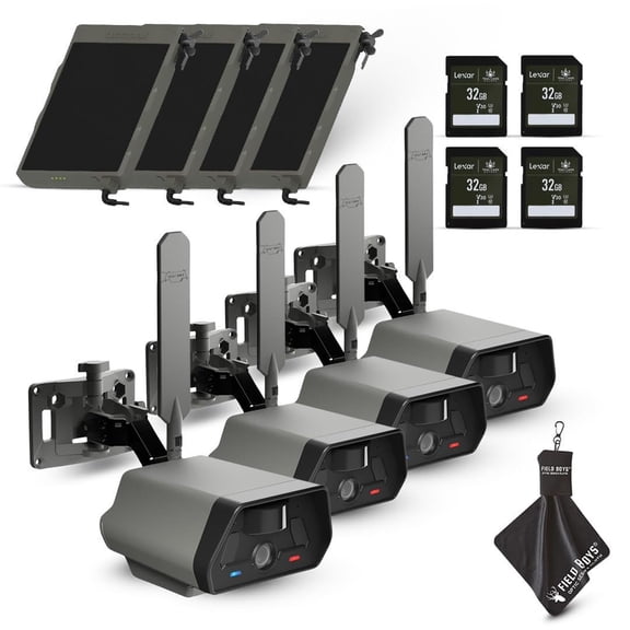 TACTACAM Defend Cellular Security Camera - No WiFi Required - Motion Activated Wireless Camera - Motion Detection - Includes Solar Panels, SD Cards and Microfiber Cleaning Cloth 4PK