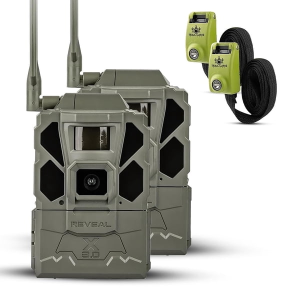 TACTACAM Reveal X Gen 3.0 Cellular Trail Camera - Multi Carrier, HD Photos & Videos, Pre-Installed Antenna, Built-in GPS, Best Battery Life, Low-Glow IR Flash, Fast Trigger Speed + Steel Straps- 2PK