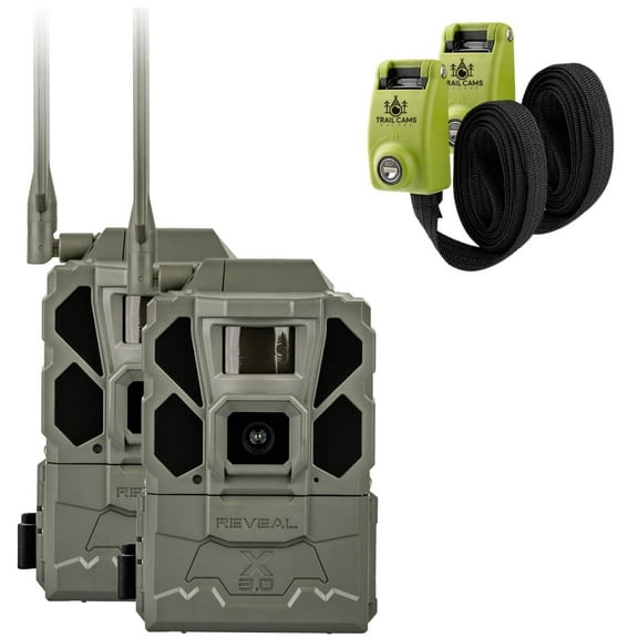 TACTACAM REVEAL X 3.0 Cellular Trail Camera - Multi Carrier, HD Photos & Videos, Pre-Installed Antenna, Built-in GPS, Best Battery Life, Low-Glow IR Flash, Fast Trigger Speed + Steel Straps- 2PK