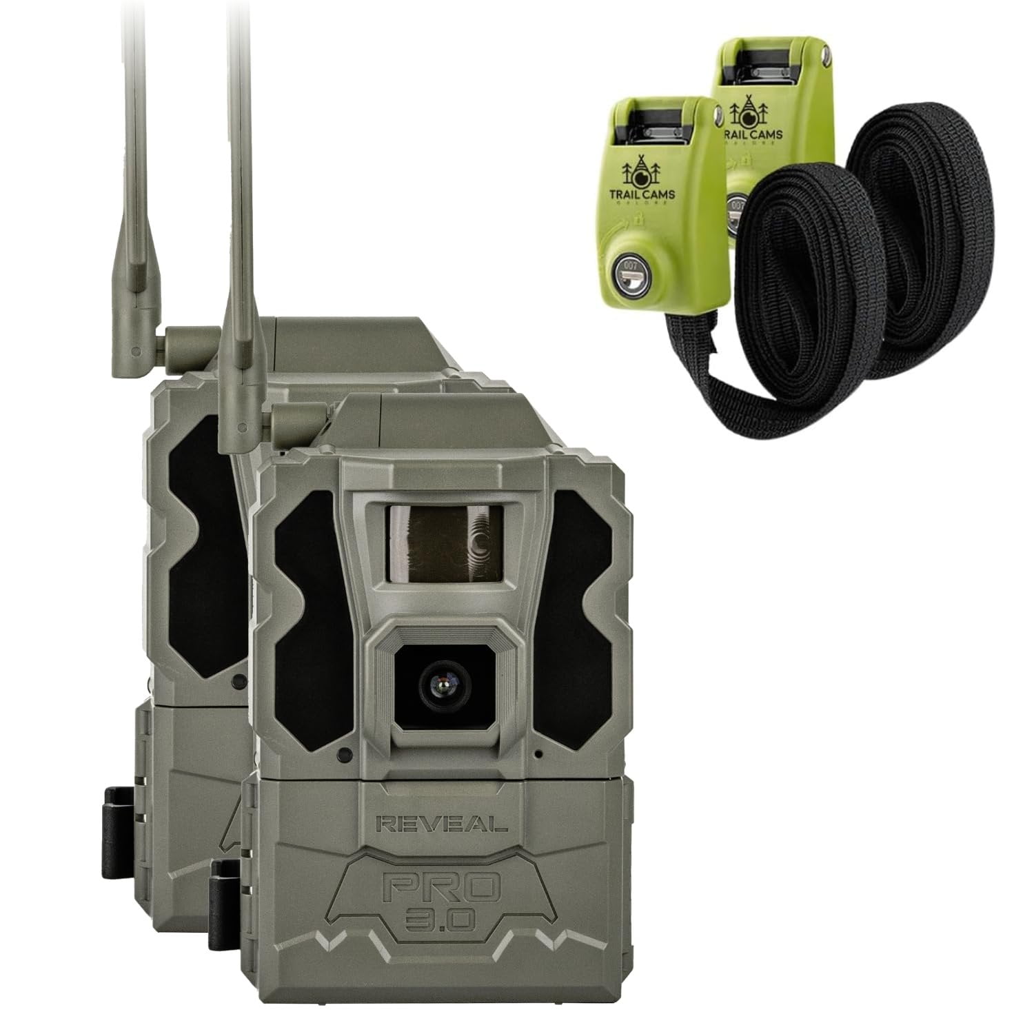 TACTACAM Reveal Pro 3.0 Cellular Trail Camera - Multi-Cellular Network, GPS, 2" LCD, No-Glow IR, Wi-Fi Enabled, HD Photos & 1080p Videos, Long Battery Life, Fast Trigger + Steel Reinforced Straps- 2PK