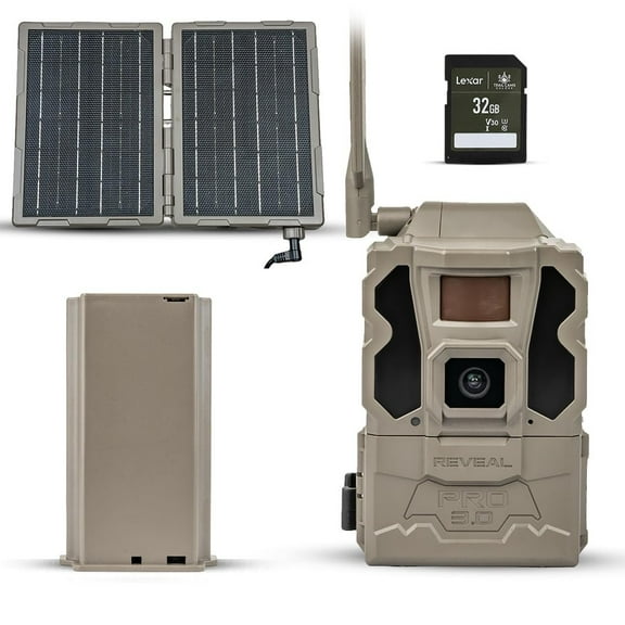 TACTACAM Reveal Pro 3.0 LTE Cellular Trail Camera AT&T & Verizon, 4K Photo Quality, No Glow, for Hunting, Surveillance Includes Folding Solar Panel, Rechargeable Battery & 32GB SD Card