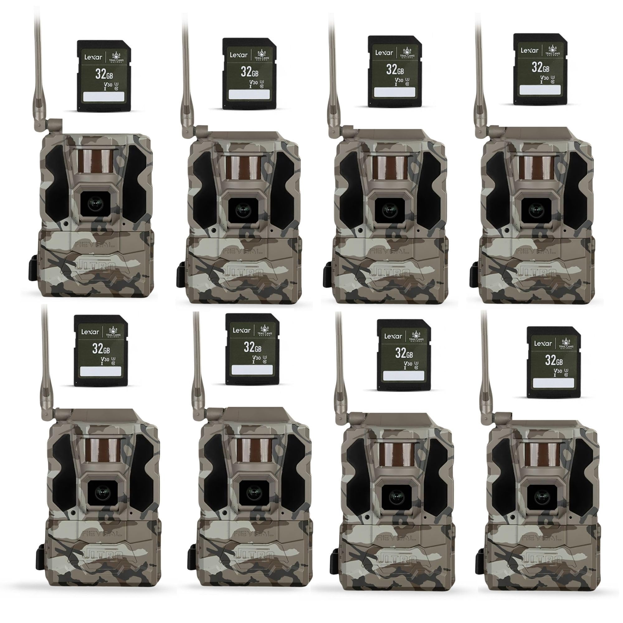 TACTACAM Reveal Ultra Cellular Trail Camera  4K Photo, 1080P Video, Live Streaming, GPS, Low-Glow/No-Glow Flash, LTE  Includes 32GB SD Cards 8PK