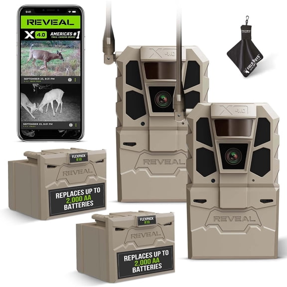 TACTACAM Reveal X 4.0 Cellular Trail Camera2PK + 2 FlexPack R10 Batteries