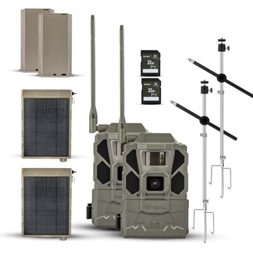 TACTACAM Reveal X Gen 3.0 Cellular Trail Camera Multi-Carrier, GPS, Low-Glow IR, HD Photo/Video, Pre-Installed Antenna, Includes Solar Panel, Rechargeable Battery, 32GB SD, & Tripod Mount 2PK