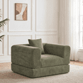 thumbnail image 1 of TACTOW Boneless Sleeper Sofa,Corduroy Multifunctional Single Sofa Chair With 1pc Pillow for Living Room Bedroom Office,Green, 1 of 8