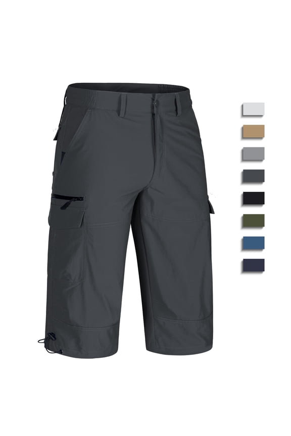 Men's Cargo Shorts Quick Dry Water Resistant Summer Capri Shorts for Outdoor Hiking Fishing Casual, Dark Gray, 36