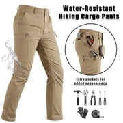 TACVASEN Mens Cargo Pants Quick Dry Water Resistant Lightweight Stretch 6 Pockets Outdoor Hiking Pants,Khaki,40
