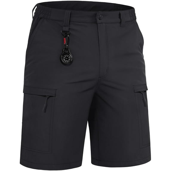 TACVASEN Men's Cargo Shorts Lightweight Outdoor Stretch Fishing Shorts Black 38
