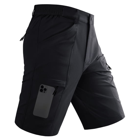 TACVASEN Men's Cargo Work Shorts Lightweight Quick Dry Waterproof 5 Zipper Pockets for Hiking Fishing Black Size 40