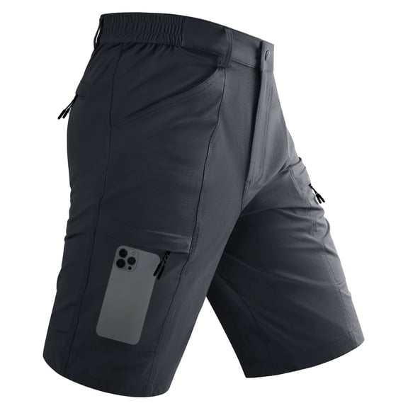 TACVASEN Men's Cargo Work Shorts Lightweight Quick Dry Waterproof 5 Zipper Pockets for Hiking Fishing Dark Gray Size 38