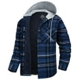 thumbnail image 1 of TACVASEN Men's Flannel Hooded Jacket Quilted Lined Plaid Button Down Cotton Jackets Blue Gray 2XL, 1 of 7