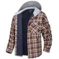 thumbnail image 1 of TACVASEN Men's Flannel Hooded Jacket Quilted Lined Plaid Button Down Cotton Jackets Brown 2XL, 1 of 7