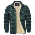 thumbnail image 1 of TACVASEN Men's Flannel Shirt Jacket Warm Fleece Plaid Jacket Cotton Winter Coats Army Gray S, 1 of 6