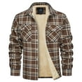 thumbnail image 1 of TACVASEN Men's Flannel Shirt Jacket Warm Fleece Plaid Jacket Cotton Winter Coats Brown XL, 1 of 6