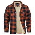 thumbnail image 1 of TACVASEN Men's Flannel Shirt Jacket Warm Fleece Plaid Jacket Cotton Winter Coats Orange 2XL, 1 of 6