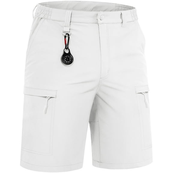 TACVASEN Men's Hiking Cargo Shorts Quick Dry Lightweight Fishing Shorts White 40