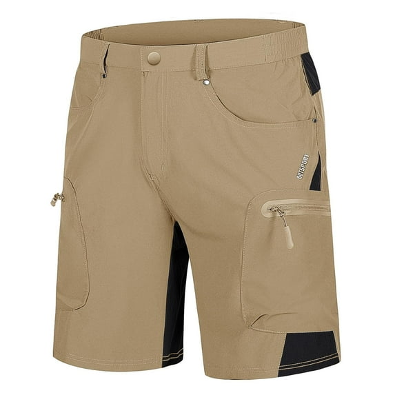 TACVASEN Men's Hiking Shorts Lightweight Quick Dry Water Resistant with Multiple Pockets for Outdoor Activities Khaki Size 34