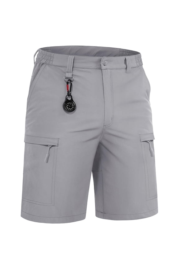 Men's Water Resistant Cargo Shorts Quick Dry Lightweight Breathable Stretch Outdoor Hiking Fishing Shorts with 39 pockets, Light Gray, 34
