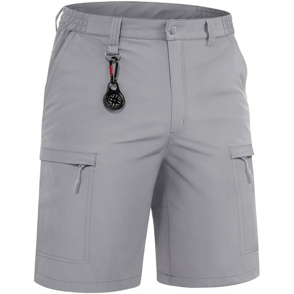 TACVASEN Men's Hiking Shorts Quick Dry Stretch Travel Shorts Men Casual Work Shorts Light Gray 40