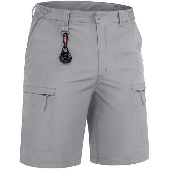 TACVASEN Men's Hiking Shorts Quick Dry Stretch Travel Shorts Men Casual Work Shorts Light Gray 40