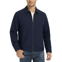 TACVASEN Men's Lightweight Jacket With Zipper Pockets For Daily Commute casual jacket Navy XL