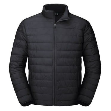TACVASEN Men's Lightweight Puffer Jackets Warm Winter Coats Water Repellent Windproof Jacket Black XL