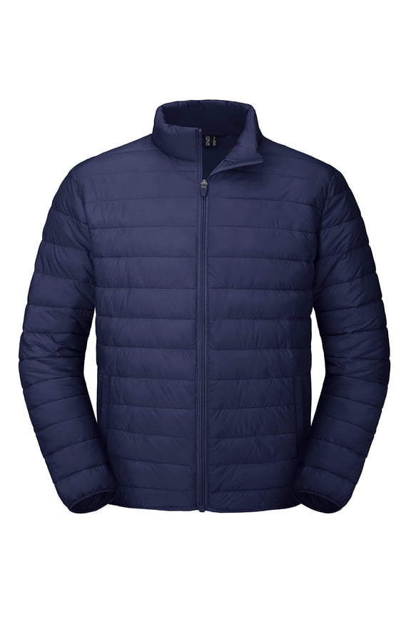 Men's Lightweight Puffer Jackets Warm Winter Coats Water Repellent Windproof Jacket Navy S