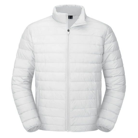 TACVASEN Men's Lightweight Puffer Jackets Warm Winter Coats Water Repellent Windproof Jacket White 2XL