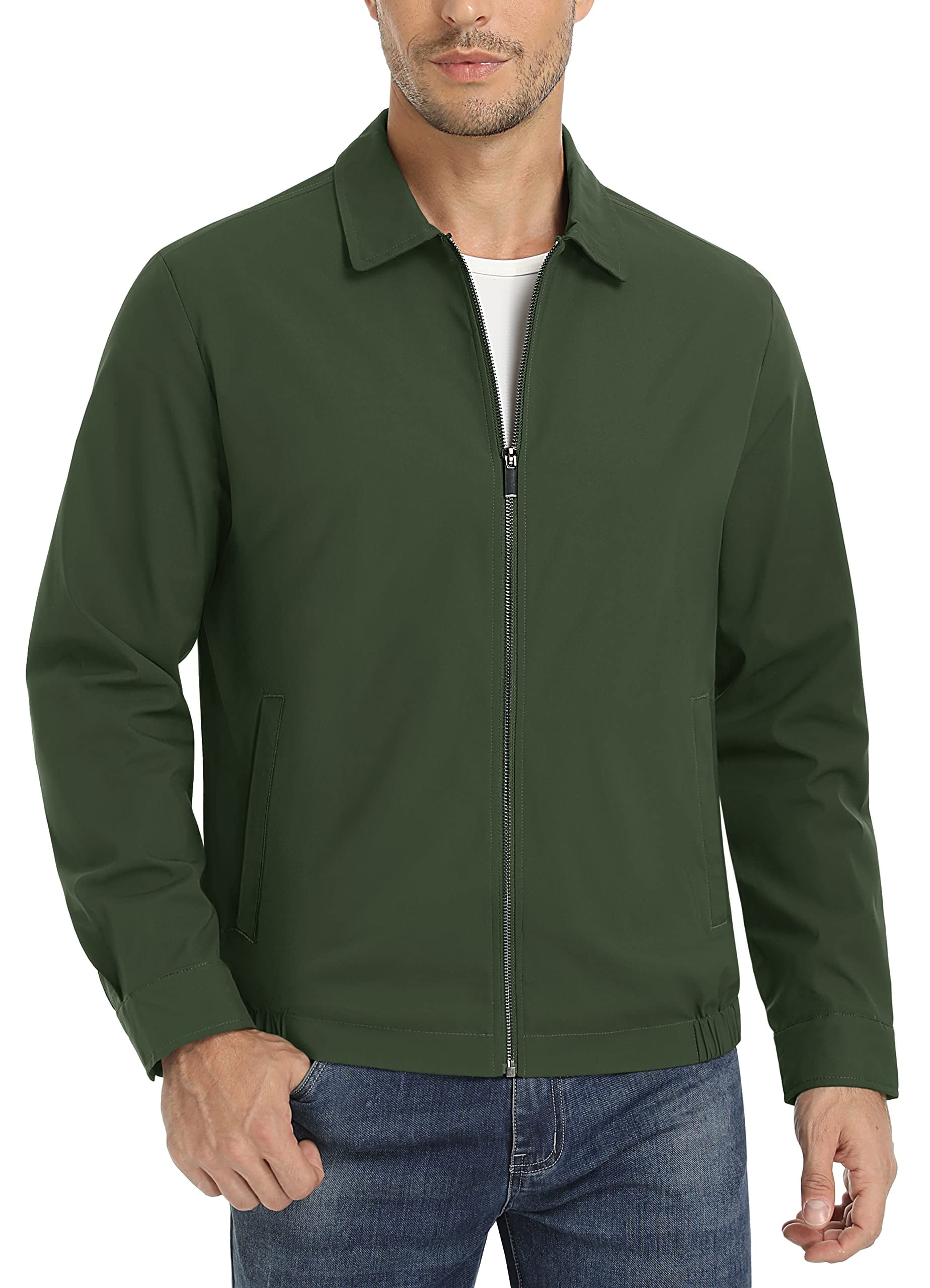 TACVASEN Men's Hooded Waterproof Jacket Lightweight Rain Jacket Hiking  Outdoor Casual Sportswear Army Green : : Fashion