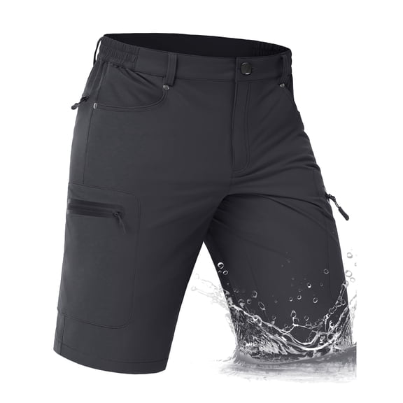TACVASEN Men's Lightweight Water Resistant Cargo Shorts 10" Quick Dry Brethable Hiking Golf Shorts with 5 Zipper Pockets for Summer Outdoor sports Casual Work Dark Gray 36