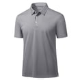 thumbnail image 1 of TACVASEN Men's Quick Dry Polos Shirt Athletic Golf Tennis Short Sleeve 3 Button Collared Summer Tops, Light Gray, S, 1 of 5