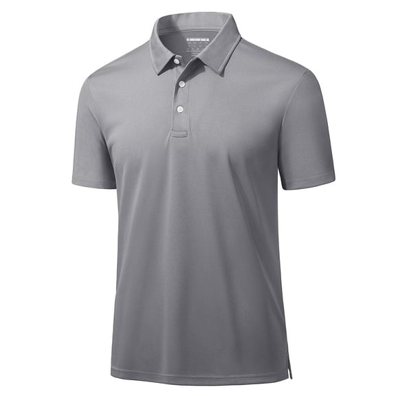 TACVASEN Men's Polo Shirt Quick Dry Performance Short Sleeve Sport Casual Golf Shirts Light Gray L