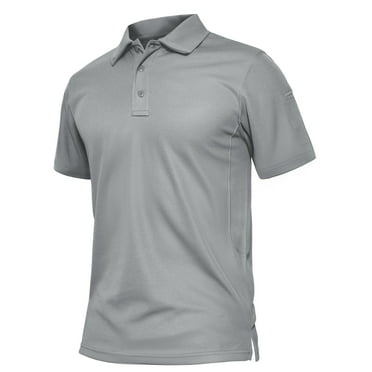 TACVASEN Men's Quick Dry Golf Polo Shirt Short Sleeve Active Casual Collared Shirt, Light Gray, S