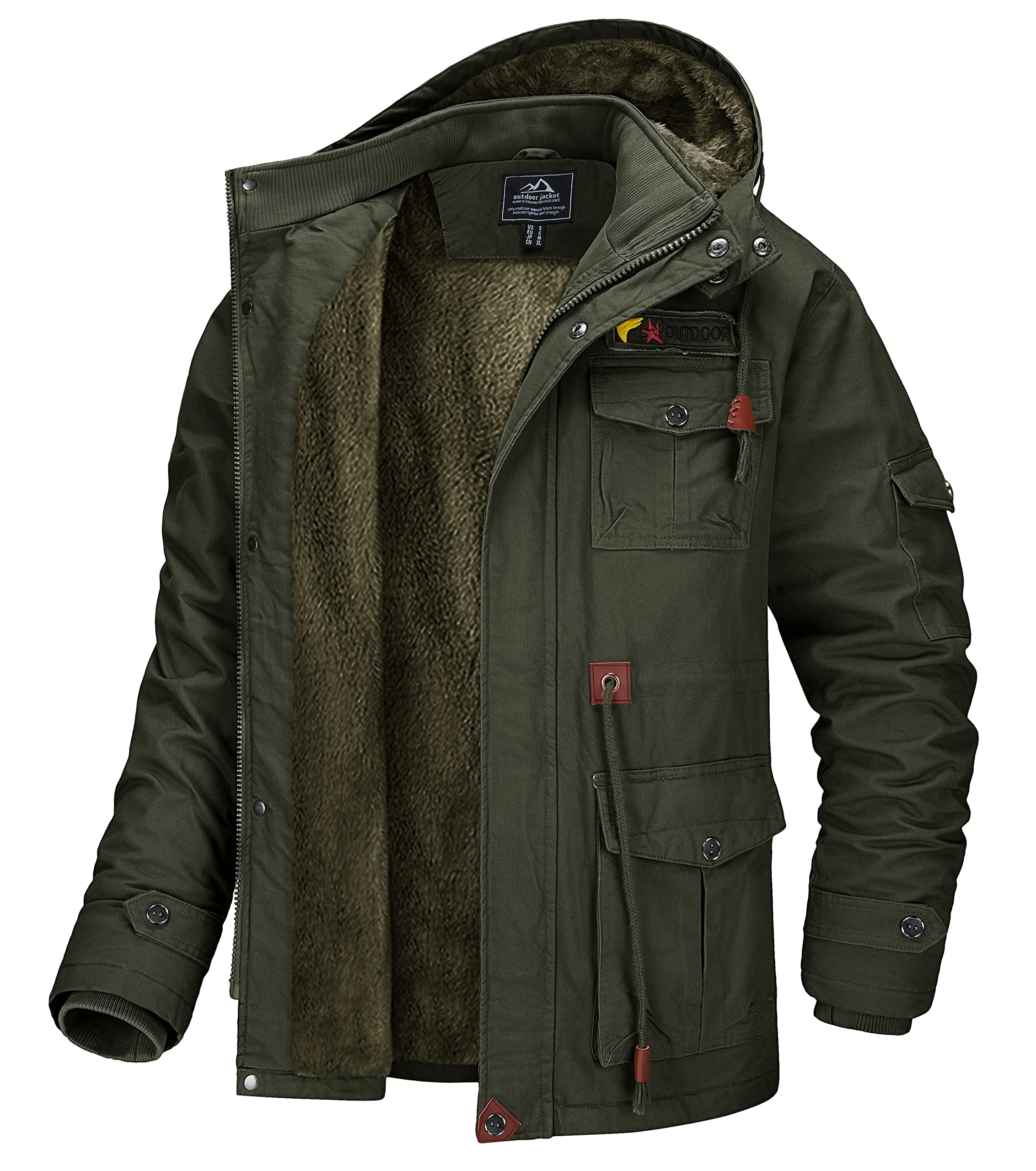 TACVASEN Men's Winter Coat Military Jacket Fleece Lined Parka