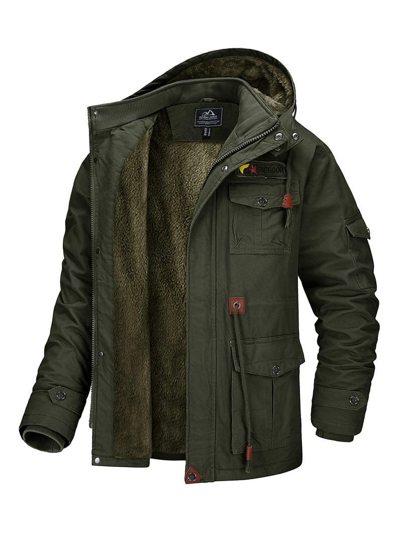 TACVASEN Men's Winter Coat Military Jacket Fleece Lined Parka