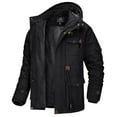 thumbnail image 1 of TACVASEN Men's Winter Coat Military Jacket Fleece Lined Parka Cotton Cargo Outerwear Black XL, 1 of 7