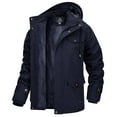 thumbnail image 1 of TACVASEN Men's Winter Coat Military Jacket Fleece Lined Parka Cotton Cargo Outerwear Navy M, 1 of 7