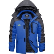 Men's Winter Waterproof Ski Jackets with Hooded Windproof Fleece Warm Snow Coat with Multi-Pockets For Hiking and Snowbo