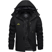 TACVASEN Mens Winter Waterproof Ski Jackets with Hooded Windproof Fleece Warm Snow Coat with Multi-Pockets For Hiking and Snowboarding ,Black Gray,L
